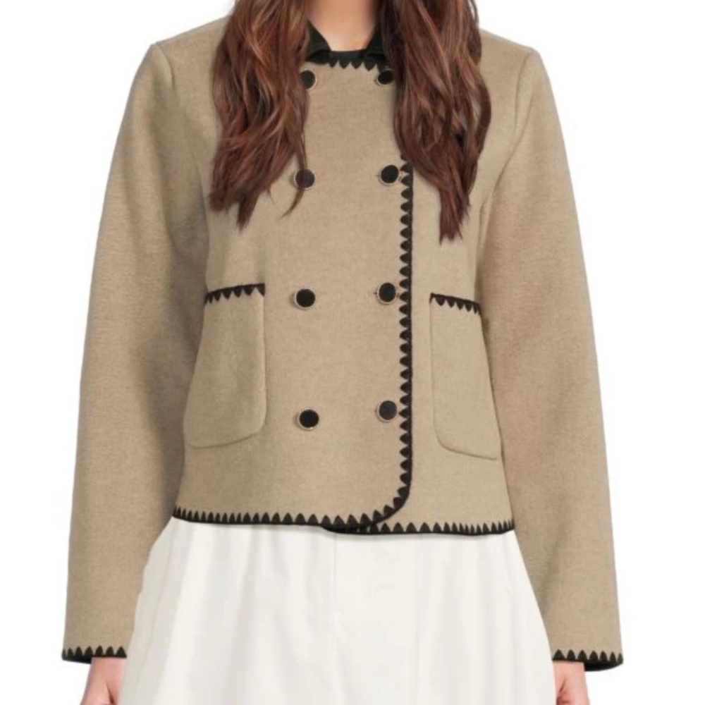 WD.NY Black and Beige Double-Breasted Jacket